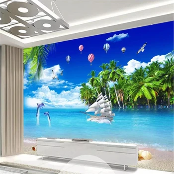 beibehang Užsakymą foto tapetai, freskos marina kokoso medžio TV fono sienos dokumentų namų dekoro papel de parede infantil