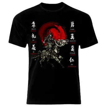 Bushido Kodas Dorybės Samurajus Kaukė, Kardas Japonų Ronin Katana T-Shirt. Vasaros Medvilnės trumpomis Rankovėmis O-Neck T Shirt Mens Naujas S-3XL