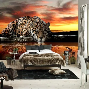 beibehang foto tapetai Aukštos kokybės Tigras, leopardas šilko, sienų danga drambliai gyvenamasis kambarys sofos, miegamojo TV tapetai, freskos