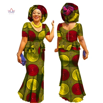 Nauja Afrikos Suknelės Moterims Vasaros Darbo Sijonas Nustatyti, Skirtos Drabužių, Tradicinių heidi bazin Spausdinti Riche Plius Dydis Gamtos WY1576