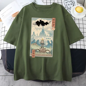 Ukiyoe Japonų Kultūros Grynos Medvilnės ES dydis marškinėliai vasaros harajuku vyrų marškinėliai y2k 2000 grafinis unisex drabužiai