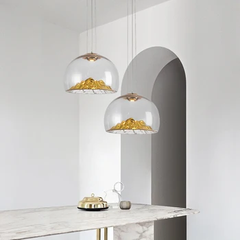 Šiuolaikinės Stiklo lempų gaubtų Auksas, Sidabras Kalnų formos Pakabukas Lempa Prabangus Turas Stiklo Kabo Šviesa Namuose Apšvietimas Virtuvėje šviesos