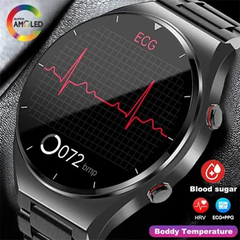 Sveiką Kraujo Cukraus Smart Watch Vyrų EKG+PPG Tiksliai Kūno Temperatūra, Širdies ritmo Monitorius Smartwatch HRV Kraujo Spaudimas Žiūrėti 2023