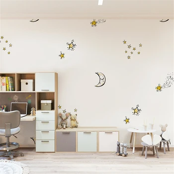 Custom Žvaigždė, Mėnulis, Debesis, Cartoon Tapetai, Vaikų Kambarys Mergaičių Miegamasis papel de parede 3D Freskos sienų lipdukai namų dekoro