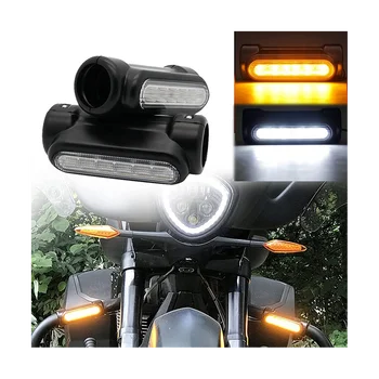 LED Vairo Juosta Guard Šviesos Motociklų Baras Guard Posūkio Signalo Svirtis Šviesos Harley Motociklų Juoda