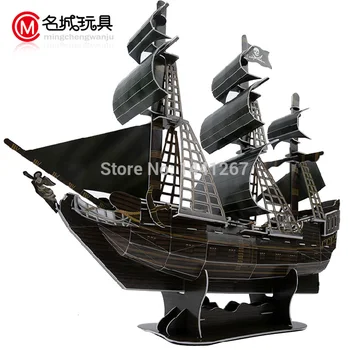 Jack Sparrow Kapitonas 3D puzzle popieriaus laivo modelį, Karibų Piratai Black Pearl Modelio senovės Buriavimo karo burlaivis