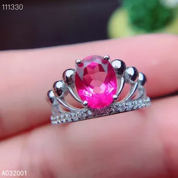 KJJEAXCMY fine jewelry natūralus rožinis topazas 925 sterlingas sidabro reguliuojamas brangakmenio moterų žiedas paramos bandymo puikus