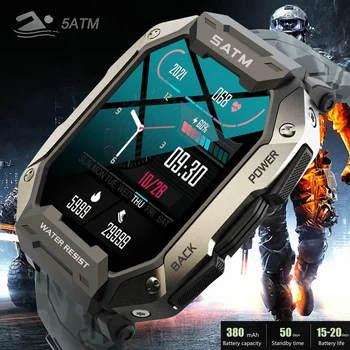 2023 C20 Karinės Smart Watch Vyrų Anglies Black Ultra Armijos Lauko IP68 Vandeniui 5ATM Širdies ritmas, Kraujo Deguonies Satm Smartwatch