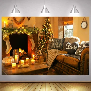 Kalėdų Nuotraukų Fonas Kojinių Kalėdų Medžio Židinys Laimingas Gimtadienio Šviesos Apdailos Fotografijos Fonas Reklama