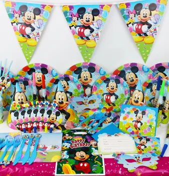 Mickey Mouse Temą Vaikų Naudai Gimtadienio Dekoracijų Rinkinį Popieriaus Taurės Plokštė Staltiesė Balionų Šalis Tiekia Berniukams, Kūdikių Dušas