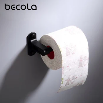 Becola Juoda Wall Mount Tualetinio Popieriaus Laikiklis iš Aliuminio Lydinio, Vonios kambarys, virtuvė ritininio popieriaus, audinio rankšluostį priedai bagažinės laikikliai