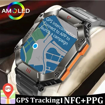 Vyrai SmartWatch GPS Tracker Karinės Sporto Sveikas Stebėti AI Balso 