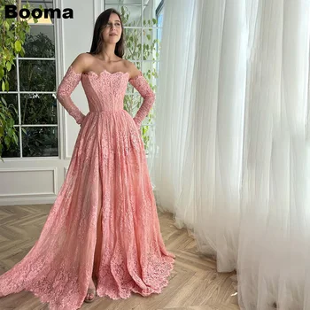 Booma Rožinė Elegantiška Prom Dresses Stebėjimo Kojos Ritininės Nėriniai Moterų vakarinės Suknelės Linijos Baigimo Homecoming Suknelė Abendkleider