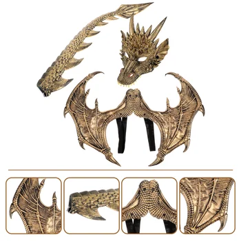 Helovinas Dragon Mask Vaikų Kostiumas Fancy Dress Gumos Putų Rinkinys Cosplay Prop Juokinga Dinozauras