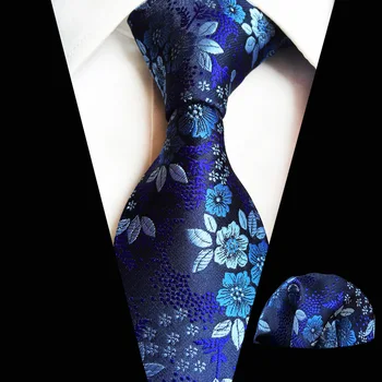 Naujas gėlių ryšius vyrams su nosinės vestuvių atsitiktinis mens kaklaraiščiai klasikiniai kostiumai gėlių spausdinti kaklo ryšius cravat