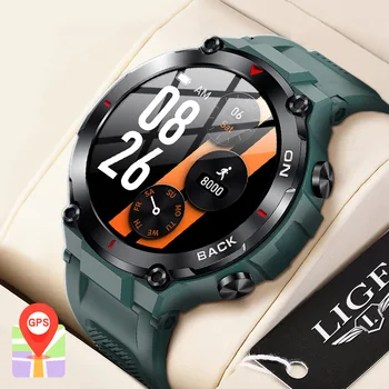 LIGE GPS Padėties nustatymo Žiūrėti Vyrams Smart Žiūrėti AMOLED Smartwatch HD Ekranas 450mAh Didelės Talpos Bateriją, Muzikos, Žaisti Sporto Laikrodis