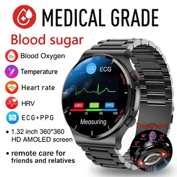 Sveiką Kraujo Cukraus Smart Watch Vyrų EKG+PPG Tiksliai Kūno Temperatūra, Širdies ritmo Monitorius Smartwatch HRV Kraujo Spaudimas Žiūrėti 2023