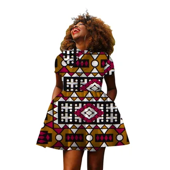 Afrikos Suknelės Moterims heidi bazin Riche Afrikos Drabužiai Moterims Marškinėliai Puoštas Sukneles Dashiki Afrikos Spausdinti Ankara Suknelės WY3517