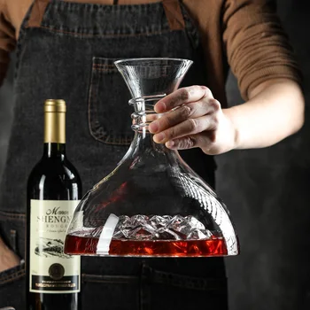 Greitai Decanter Raudonojo Vyno Kūrybos Ledkalnio Ledo Decanter Krištolo, Geometrinis Įgaubtas Apačioje Ąsotis Vyno Butelis Priedai