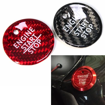 Raudonas ir Juodas Anglies Pluošto Ford Fiesta ST MK8 2018 Automobilio Salono Start Stop Variklio Mygtuką Perjungti Blizgančiais Lipdukas Dangčio Apdaila