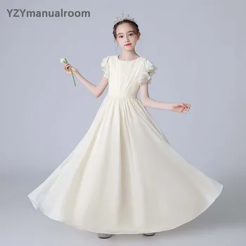 YZYmanualroom Nekilnojamojo Nuotraukas Šifono Gėlių Mergaitės Suknelė Vestuves Pirmoji Komunija 2023 Mažai Nuotakos Suknelė Jaunimo Bridesmaid