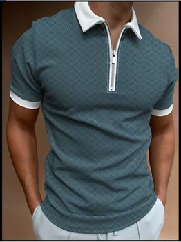 2023 Nauji vyriški V-neck Slim Argyle Polo Marškinėliai, vyriški Retro trumparankoviai marškinėliai Vasaros Marškinėliai Spausdinimas Marškinėliai Vyrams