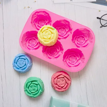 6 Ertmių Tortas Dekoro Minkštas Pelėsių 3D Rožių Gėlių Silikono Muilo Pelėsių 