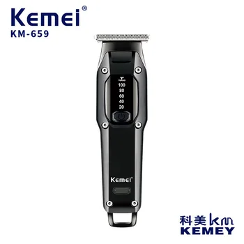 kemei plaukų žoliapjovės KM-659 USB įkraunama plaukų clipper mažesne mašina oilhead clipper graviravimas plaukų drožyba balinimo clipper