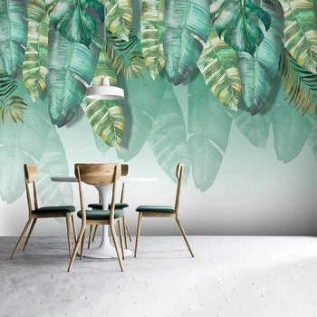 Pasirinktinius Nuotraukų Sienos Freskos Šiuolaikinės 3D Žalia Lapinių Augalų Atogrąžų Tapetai Kambarį TV Sofa-lova, Valgomasis Fone 3D Sienų Lipduko