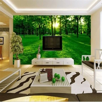 beibehang Didelė svetainė, sofa-stereoskopinis 3D TV sienos tapetai, freskos fone žalia tapetai papel de parede infantil