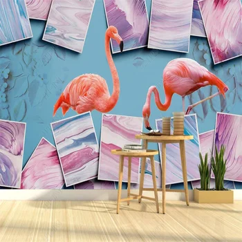 Individualizuotos Fono paveikslėlį Menas Abstraktus Spalvos Bloką Flamingo Gėlė, Sofa-lova, TV Freskos Namų Dekoro Tapetai, 3D Foto tapetų