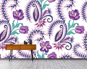 beibehang papel de parede Užsakymą šilkiniai 3d tapetai ranka-dažytos modelis tulpių violetinė gėlė gyvenimo kambario sienos dokumentų namų dekoro