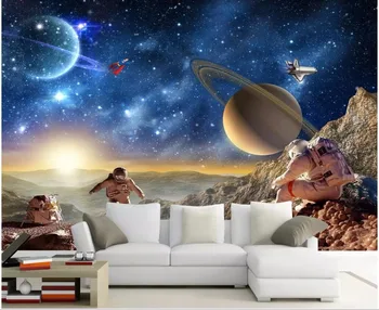 Pasirinktinius nuotraukų freskos 3d tapetai Astronautas visata, galaktika žvaigždėtas dangus Namų dekoro 3d sienų freskomis tapetai, sienų ir 3 d
