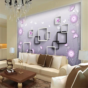 Modernus Sieninis Tapetai Kambarį Minimalistinio violetinė kiaulpienių aikštės TV foną, Sienos Popieriaus Namų Dekoro Miegamojo Tapetai