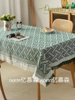 Medvilnės, lino staltiesė, arbatos staltiesė, ilgai staltiesė, stalo, žalia valgomojo stalo staltiesė